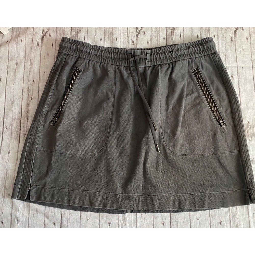 ATHLETA WOMEN'S FARALLON SKIRT Sz 6 CYPRESS GREEN ELASTIC WAIST ZIPPER POCKETS